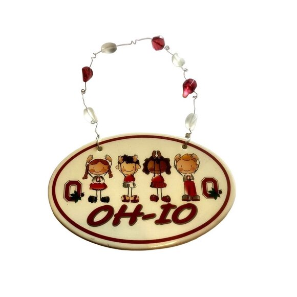 The Ohio State University OH-IO Kid Spellout Wall Art Hanging Plaque 7"x10" - Picture 1 of 7